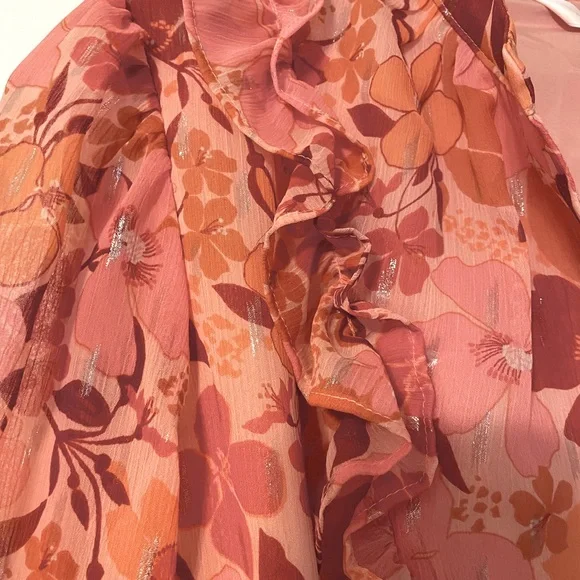 NWT Lauren Conrad Floral Print Ruffle Mini Dress. - Picture 12 of 16